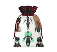 WZYCWB Sacs cadeaux de Noël fluo pour décorations de fête de Noël, 21 x 30 cm, sacs cadeaux en toile de jute avec cordon de serrage