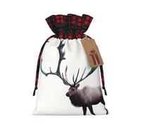 WZYCWB Sacs cadeaux de Noël fluorescents en forme d'élan pour décorations de fête de Noël, 21 x 30 cm, sacs cadeaux en toile de jute avec cordon de serrage