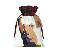 WZYCWB Sacs cadeaux de Noël Koala au soleil pour décorations de fête de Noël, 21 x 30 cm, sacs cadeaux en toile de jute avec cordon de serrage