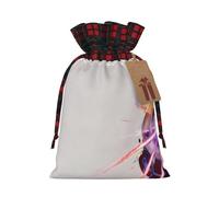 WZYCWB Sacs cadeaux de Noël laser à quatre côtés pour décorations de fête de Noël, 21 x 30 cm, sacs cadeaux en toile de jute avec cordon de serrage