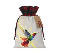 WZYCWB Sacs cadeaux de Noël lumineux en forme de colibri pour décorations de fête de Noël, 21 x 30 cm, sacs cadeaux en toile de jute avec cordon de serrage