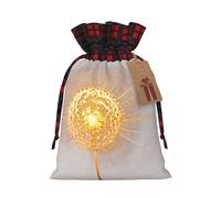 WZYCWB Sacs cadeaux de Noël lumineux en forme de pissenlit pour décorations de fête de Noël, 21 x 30 cm, sacs cadeaux en toile de jute avec cordon de serrage