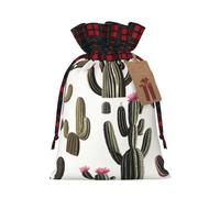 WZYCWB Sacs cadeaux de Noël motif cactus du désert pour décorations de fête de Noël, 21 x 30 cm, sacs cadeaux en toile de jute avec cordon de serrage