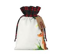 WZYCWB Sacs cadeaux de Noël motif cerf regardant au loin pour décorations de fête de Noël, 21 x 30 cm, sacs cadeaux en toile de jute avec cordon de serrage