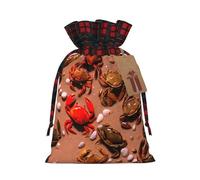 WZYCWB Sacs cadeaux de Noël motif crabe de plage pour décorations de fête de Noël, 21 x 30 cm, sacs cadeaux en toile de jute avec cordon de serrage