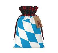 WZYCWB Sacs cadeaux de Noël motif drapeau bavarois pour décorations de fête de Noël, 21 x 30 cm, sacs cadeaux en toile de jute avec cordon de serrage