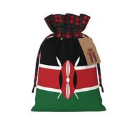 WZYCWB Sacs cadeaux de Noël motif drapeau du Kenya pour décorations de fête de Noël, 21 x 30 cm, sacs cadeaux en toile de jute avec cordon de serrage
