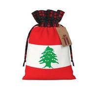 WZYCWB Sacs cadeaux de Noël motif drapeau du Liban en toile de jute avec cordon de serrage pour fournitures de fête de Noël, sacs de décoration, 21 x 30 cm