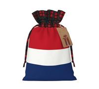 WZYCWB Sacs cadeaux de Noël motif drapeau néerlandais pour décorations de fête de Noël, 21 x 30 cm, sacs cadeaux en toile de jute avec cordon de serrage