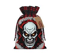 WZYCWB Sacs cadeaux de Noël rouges et noirs en toile de jute avec cordon de serrage pour fournitures de fête de Noël, sacs de décoration, 21 x 30 cm