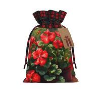 WZYCWB Sacs cadeaux de Noël rouges pour décorations de fête de Noël, 21 x 30 cm, sacs cadeaux en toile de jute avec cordon de serrage