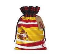 WZYCWB Sacs cadeaux en toile de jute avec cordon de serrage, drapeau espagnol, fournitures de fête de Noël, sacs cadeaux de Noël 21 x 30 cm