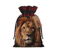 WZYCWB Sacs cadeaux en toile de jute avec cordon de serrage, The Lion's Gaze pour fête de Noël, sacs de décoration, sacs cadeaux de Noël 21 x 30 cm