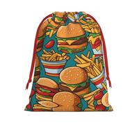 WZYCWB Sacs cadeaux imprimés avec des frites de hamburger - Parfaits pour les mariages, Noël, les anniversaires et les fêtes - S à L