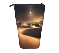 WZYCWB Sahara Desert Boîte de rangement rétractable pour porte-stylos, pinceaux de maquillage ou sacs à monnaie avec cordon de serrage.