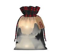 WZYCWB Sansui, sac cadeau de Noël d'entreprise japonaise, taille 21 x 29 cm, peut être utilisé pour contenir des bonbons, des petits cadeaux et des accessoires de fête