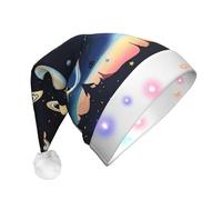 WZYCWB Saturn Jupiter Earth Patterns Bonnet de Noël en peluche pour Noël, Nouvel An et événements de fête
