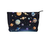 WZYCWB Saturn Jupiter Earth Trousse à maquillage en velours côtelé pour femme avec fermeture éclair, convient pour les voyages et le rangement quotidien, les cosmétiques