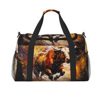 WZYCWB Scribbling Eagle Sac de voyage portable Sac de week-end Sac de fitness Sac de yoga adapté pour le fitness et d'autres scénarios, Vache qui coure, Taille unique