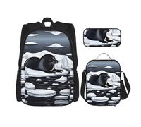 WZYCWB Seals on Ice Sac d'écolier + trousse + sac à déjeuner pour tous les jours