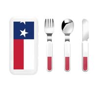 WZYCWB Service de table 3 pièces motif drapeau du Texas Vaisselle portable pour jardin d'enfants Vaisselle d'extérieur pique-nique
