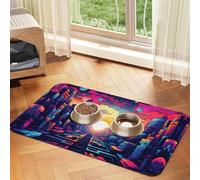 WZYCWB Set de table 30 x 45 cm Motif ville magnifique pour animal domestique - Tapis de gamelle pour chat et chien, pliable et facile à ranger
