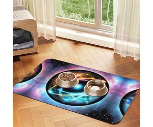 WZYCWB Set de table 40 x 60 cm avec motif univers merveilleux pour animal domestique - Tapis de gamelle pour chat et chien, pliable et facile à ranger