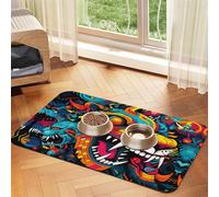 WZYCWB Set de table pour animal domestique Motif monstres 40 x 60 cm - Tapis de gamelle pliable et facile à ranger