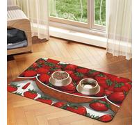 WZYCWB Sets de table absorbants 30 x 45 cm avec motifs de fraises mignonnes pour animaux de compagnie - Tapis antidérapant pour nourriture et bol d'eau pour chiens et chats