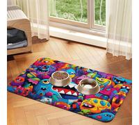 WZYCWB Sets de table absorbants 30 x 45 cm imprimés animaux étranges - Tapis de nourriture antidérapant pour chiens et chats, bols de nourriture et sets de table d'eau