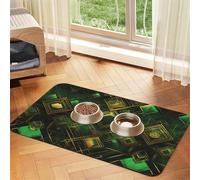 WZYCWB Sets de table absorbants à carreaux noirs et verts 30 x 45 cm - Tapis antidérapant pour nourriture pour chiens et chats