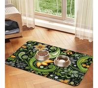 WZYCWB Sets de table absorbants à motif végétatif imprimé pour animaux de compagnie - Tapis antidérapant pour nourriture pour chiens et chats - Sets de table pour nourriture et eau - 30 x 45 cm