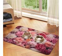WZYCWB Sets de table absorbants pour animaux de compagnie - 30 x 45 cm - Différentes fleurs imprimées - Tapis antidérapant pour nourriture et eau pour chiens et chats