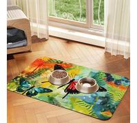 WZYCWB Sets de table absorbants pour animaux de compagnie - 30 x 45 cm - Imprimé papillon aquarelle - Tapis de nourriture antidérapant pour chiens et chats