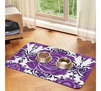 WZYCWB Sets de table absorbants pour animaux de compagnie - 30 x 45 cm - Jolis motifs roses violettes - Tapis antidérapant pour nourriture et bol d'eau pour chiens et chats
