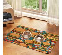 WZYCWB Sets de table absorbants pour animaux de compagnie - 30 x 45 cm - Motif de frites de hamburger - Antidérapants - Pour nourriture et nourriture - Pour chiens et chats