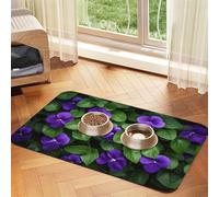 WZYCWB Sets de table absorbants pour animaux de compagnie - 30 x 45 cm - Motif fleurs violettes - Tapis antidérapant pour nourriture et eau