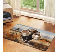WZYCWB Sets de table absorbants pour animaux de compagnie - 30 x 45 cm - Motif troupeau de bison nord-américain - Tapis de nourriture antidérapant pour chiens et chats