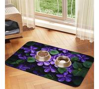 WZYCWB Sets de table absorbants pour animaux de compagnie - 30 x 45 cm - Violets en fleurs - Tapis antidérapant pour nourriture et bol d'eau pour chiens et chats