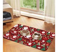 WZYCWB Sets de table absorbants pour animaux de compagnie - 40 x 60 cm - Cadeau du Père Noël mignon - Tapis de nourriture antidérapant pour chiens et chats
