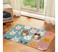 WZYCWB Sets de table absorbants pour animaux de compagnie - 40 x 60 cm - Différents lapins imprimés - Tapis de nourriture antidérapant pour chiens et chats