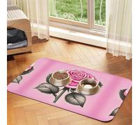 WZYCWB Sets de table absorbants pour animaux de compagnie - 40 x 60 cm - Motifs roses - Antidérapants - Pour gamelles de nourriture et d'eau - Pour chiens et chats