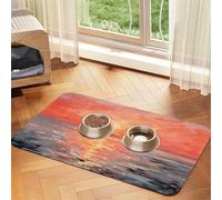 WZYCWB Sets de table absorbants pour animaux de compagnie imprimés aquarelle coucher de soleil 40 x 60 cm - Tapis de nourriture antidérapant pour chiens et chats