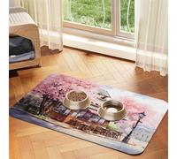 WZYCWB Sets de table absorbants pour animaux de compagnie imprimés aquarelle fleurs de cerisier 40 x 60 cm - Tapis de nourriture antidérapant pour chiens et chats