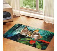 WZYCWB Sets de table absorbants pour animaux de compagnie imprimés aquarelles 30 x 45 cm - Tapis de nourriture antidérapant pour chiens et chats, bols de nourriture et sets de table d'eau