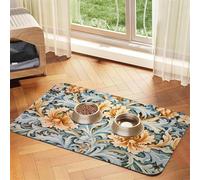 WZYCWB Sets de table absorbants pour animaux de compagnie imprimés blanc-orange 30 x 45 cm - Tapis de nourriture antidérapant pour chiens et chats, bols de nourriture et sets de table d'eau