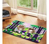 WZYCWB Sets de table absorbants pour animaux de compagnie imprimés dinosaures verts 40 x 60 cm - Tapis de nourriture antidérapant pour chiens et chats