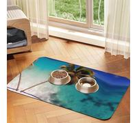 WZYCWB Sets de table absorbants pour animaux de compagnie imprimés îles des Caraïbes 30 x 45 cm - Tapis antidérapant pour nourriture pour chiens et chats