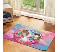 WZYCWB Sets de table absorbants pour animaux de compagnie imprimés licorne arc-en-ciel 40 x 60 cm - Tapis antidérapant pour nourriture et bol d'eau pour chiens et chats
