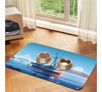 WZYCWB Sets de table absorbants pour animaux de compagnie imprimés navires marins 30 x 45 cm - Tapis de nourriture antidérapant pour chiens et chats